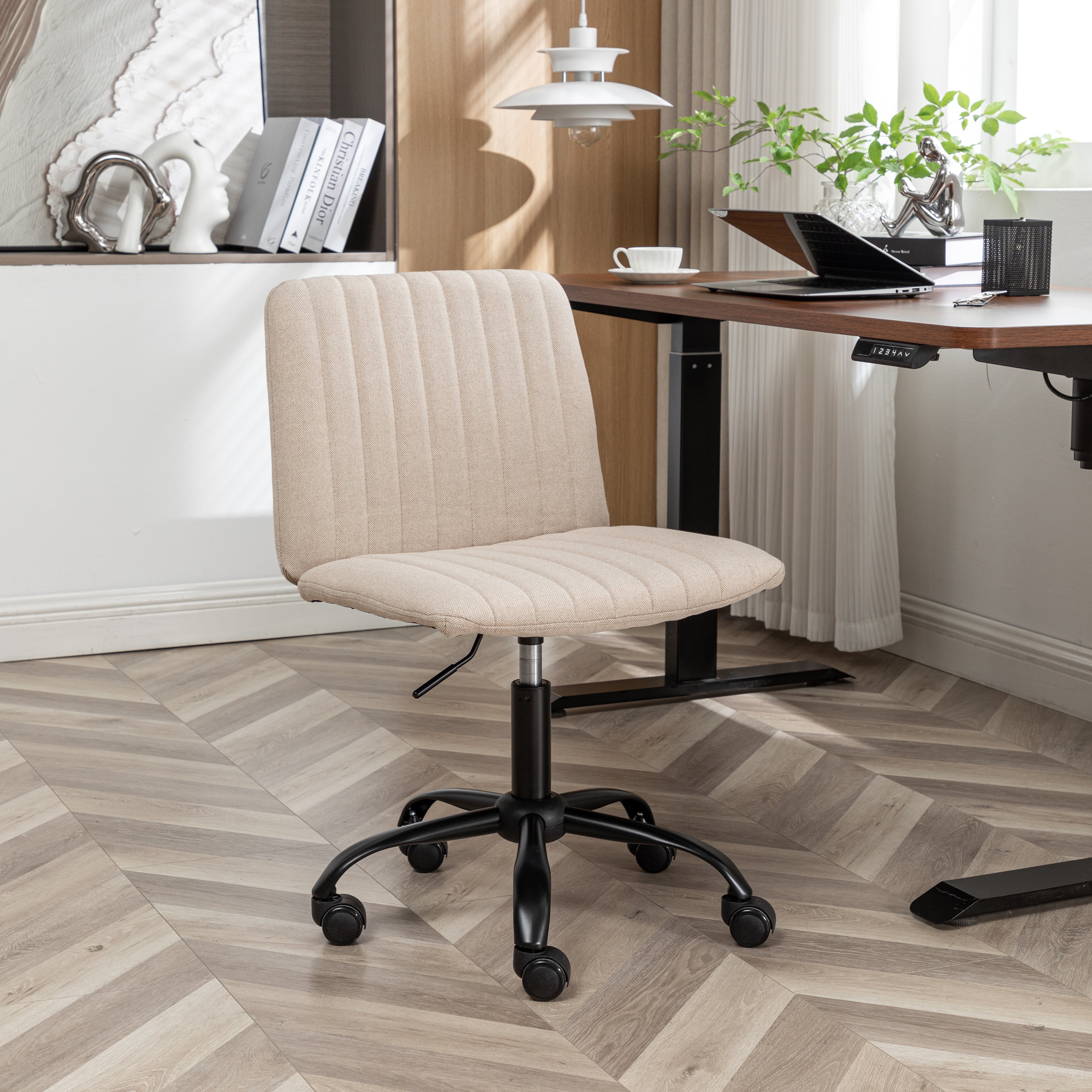 Roundhill Furniture Masar Fabric Swivel Office Chair - Ergonomic Desk Chair with Adjustable Height & Lumbar Support for Home & Office Workspace