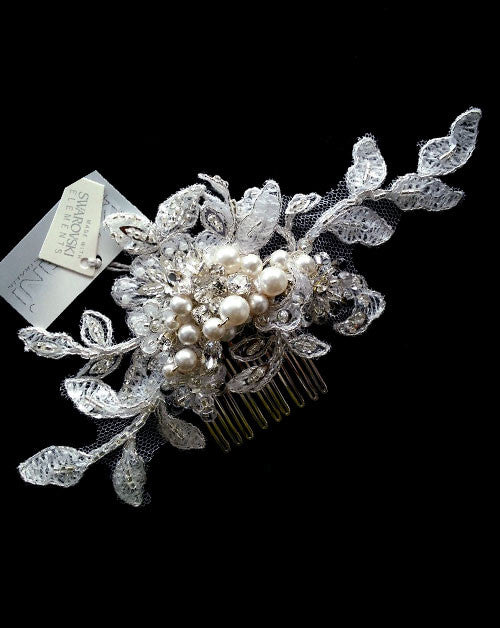 Elegant Bridal Headpiece - Soft Romantic Lace Hair Comb for Weddings by Kezani | Perfect for Bridal Shower, Wedding Ceremony & Romantic Photo Shoots