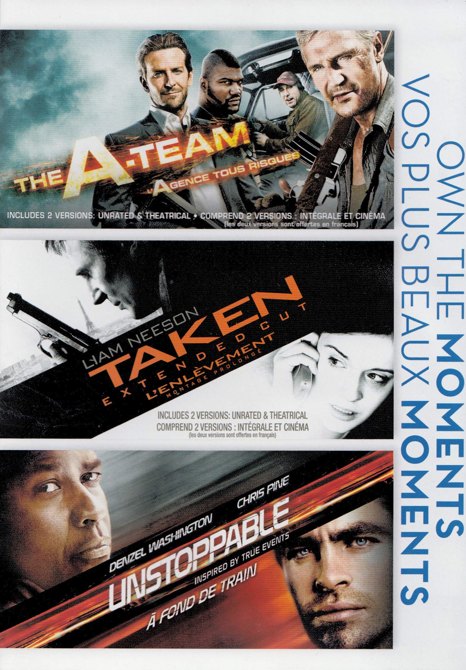 The A-Team DVD | Taken Blu-ray | Unstoppable 4K UHD - Action Movie Collection for Home Theater & Movie Night Entertainment
