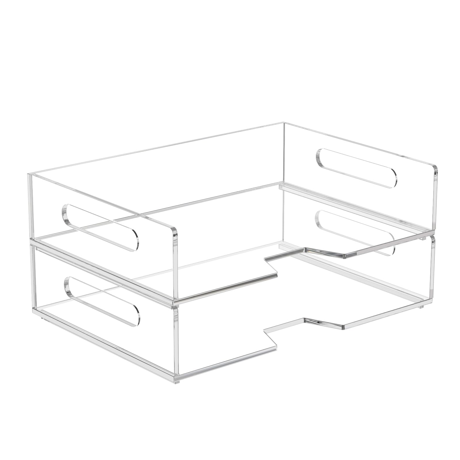 HIIMIEI 2 Pack Clear Acrylic Letter Tray - Stackable Desk Organizer for Documents, Files, and Office Supplies | Perfect for School, Home & Office Use | Horizontal Desktop Storage Solution for Paperwork, Mail, and Stationery