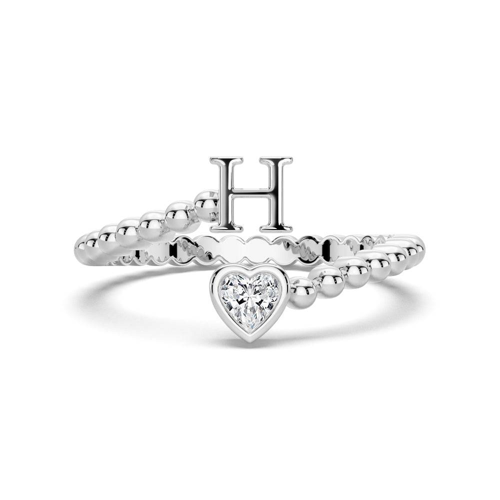 Lab Grown Diamond Personalized Initial Promise Ring for Women - Custom Engraved 14K Gold/White Gold Name Letter Ring - Perfect for Anniversaries, Engagements & Special Occasions