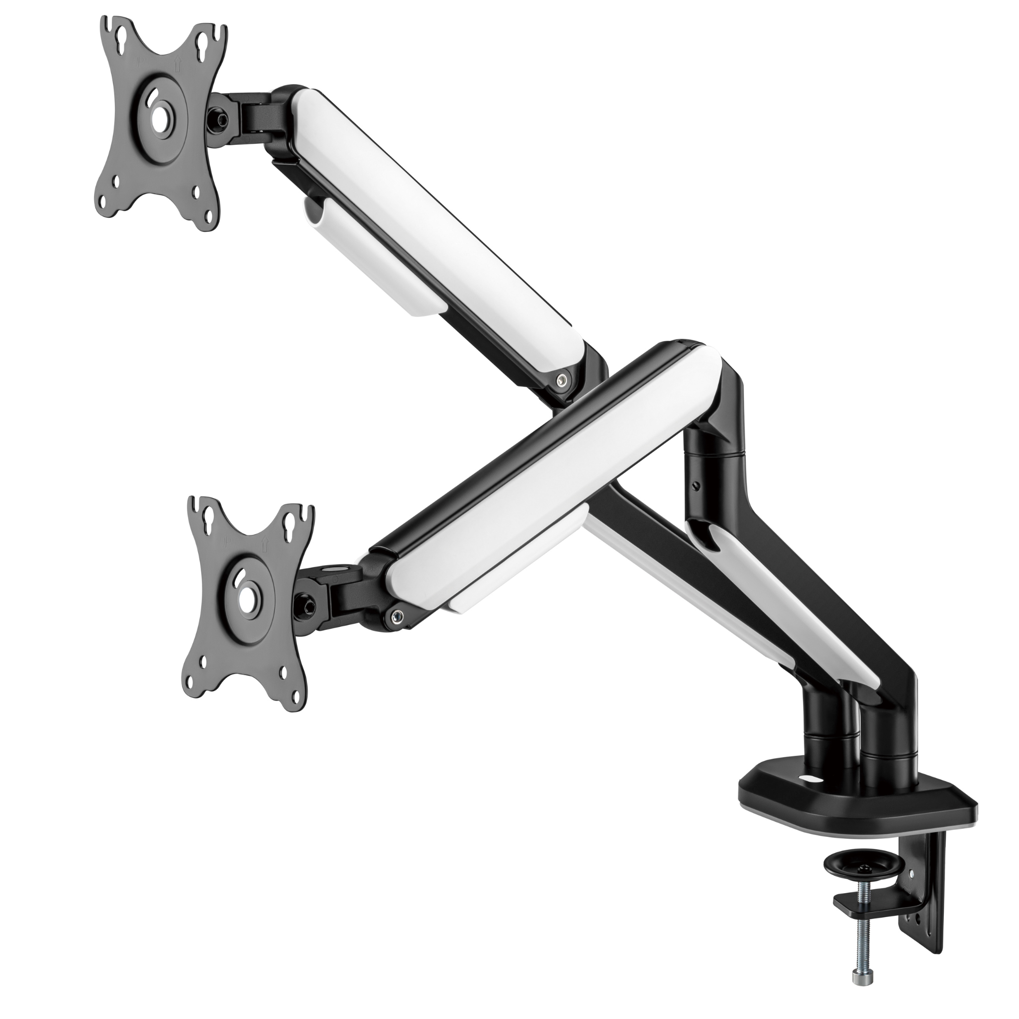 RGB Dual Monitor Mount Stand - Spring Assisted Adjustable Ergonomic Desk Clamp for Gaming & Office Setup | Perfect for Multi-Screen Workstations & PC Battlestations