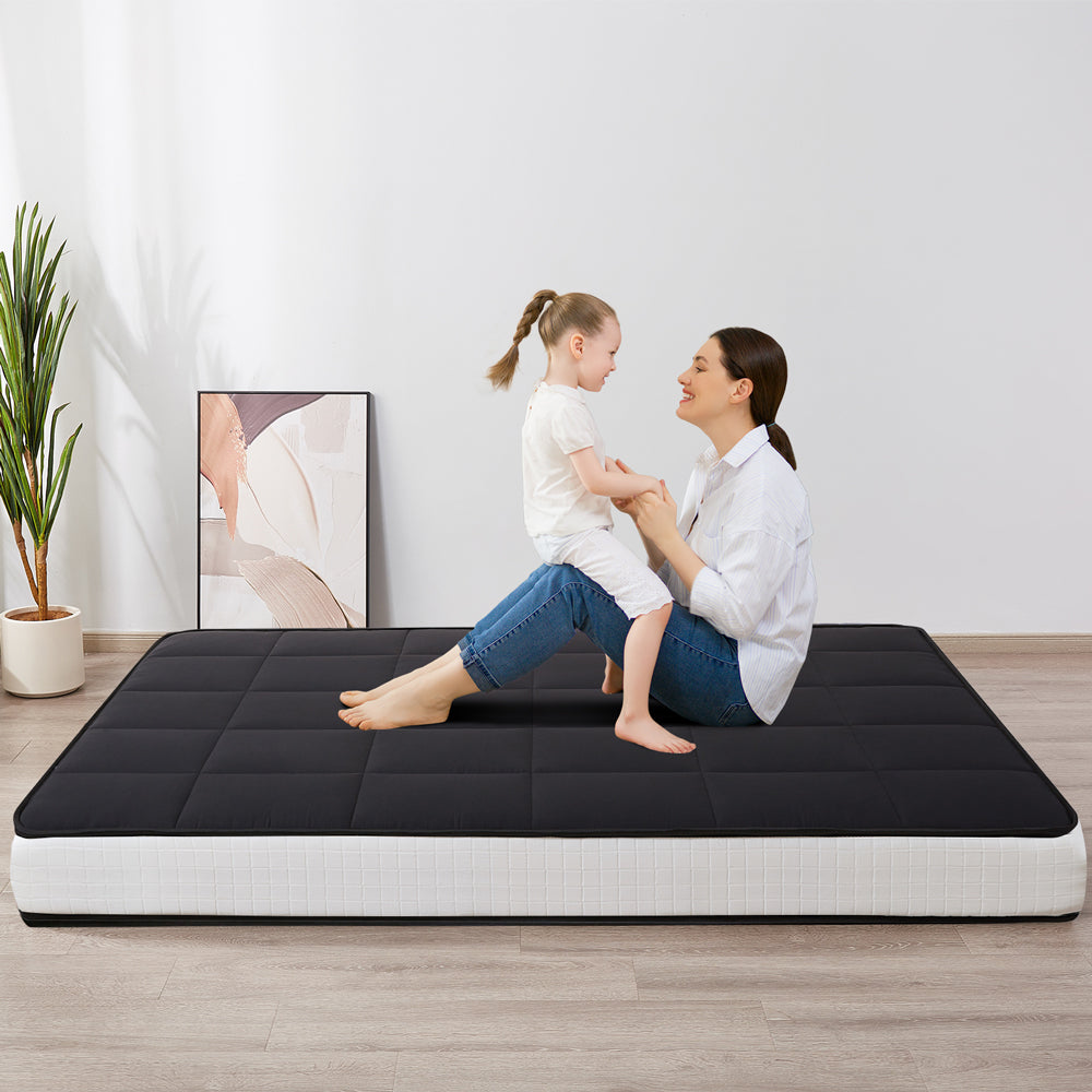 MAXYOYO 8 Inch Futon Mattress - Extra Thick Square Floor Mattress & Mattress Topper Pad in Black | Perfect for Guest Beds, Dorm Rooms, and Floor Sleeping