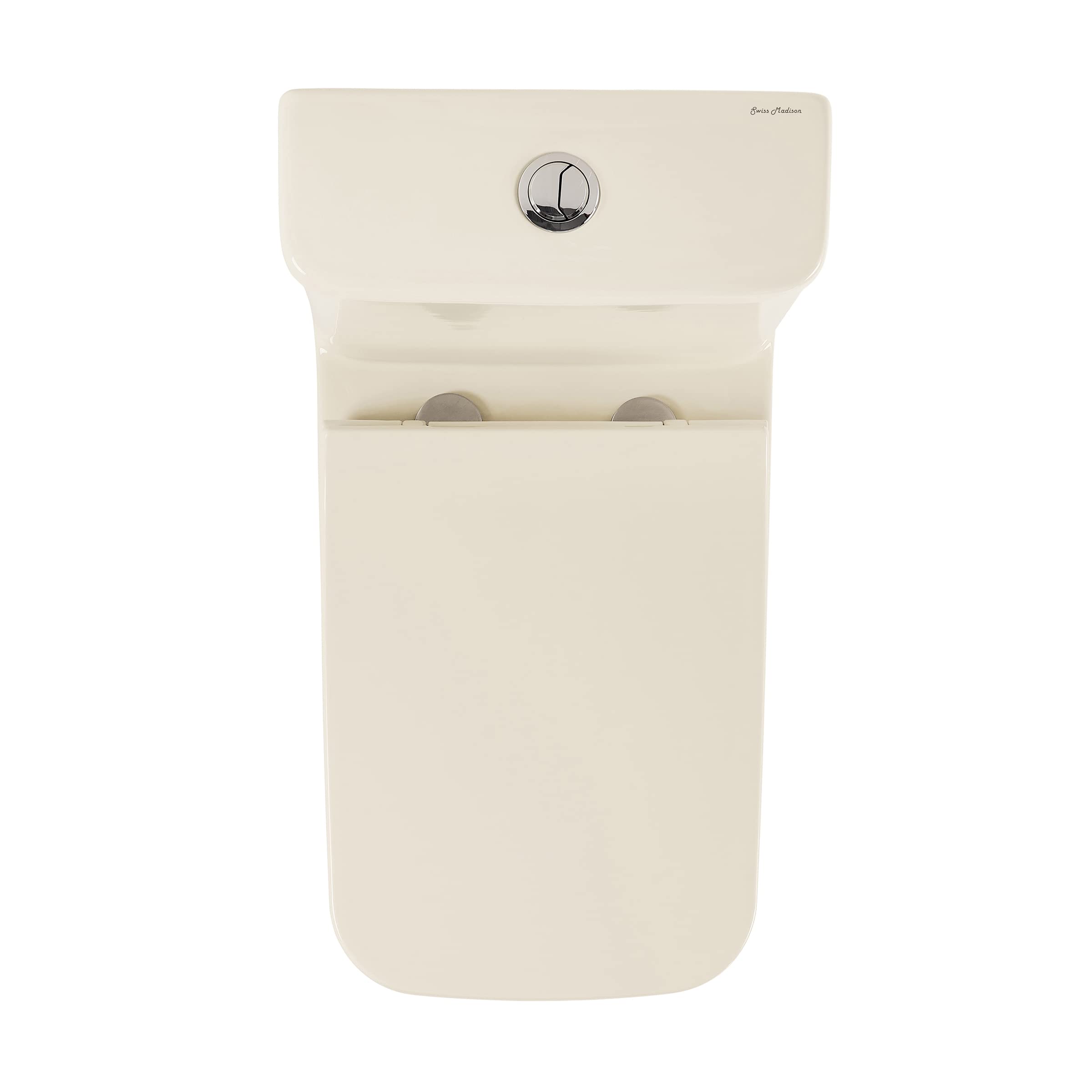 Swiss Madison SM-1T256 Carre Modern One-Piece Square Toilet - Dual Flush 1.1/1.6 GPF - Compact Bathroom Toilet in Bisque | Perfect for Small Bathrooms & Contemporary Home Decor