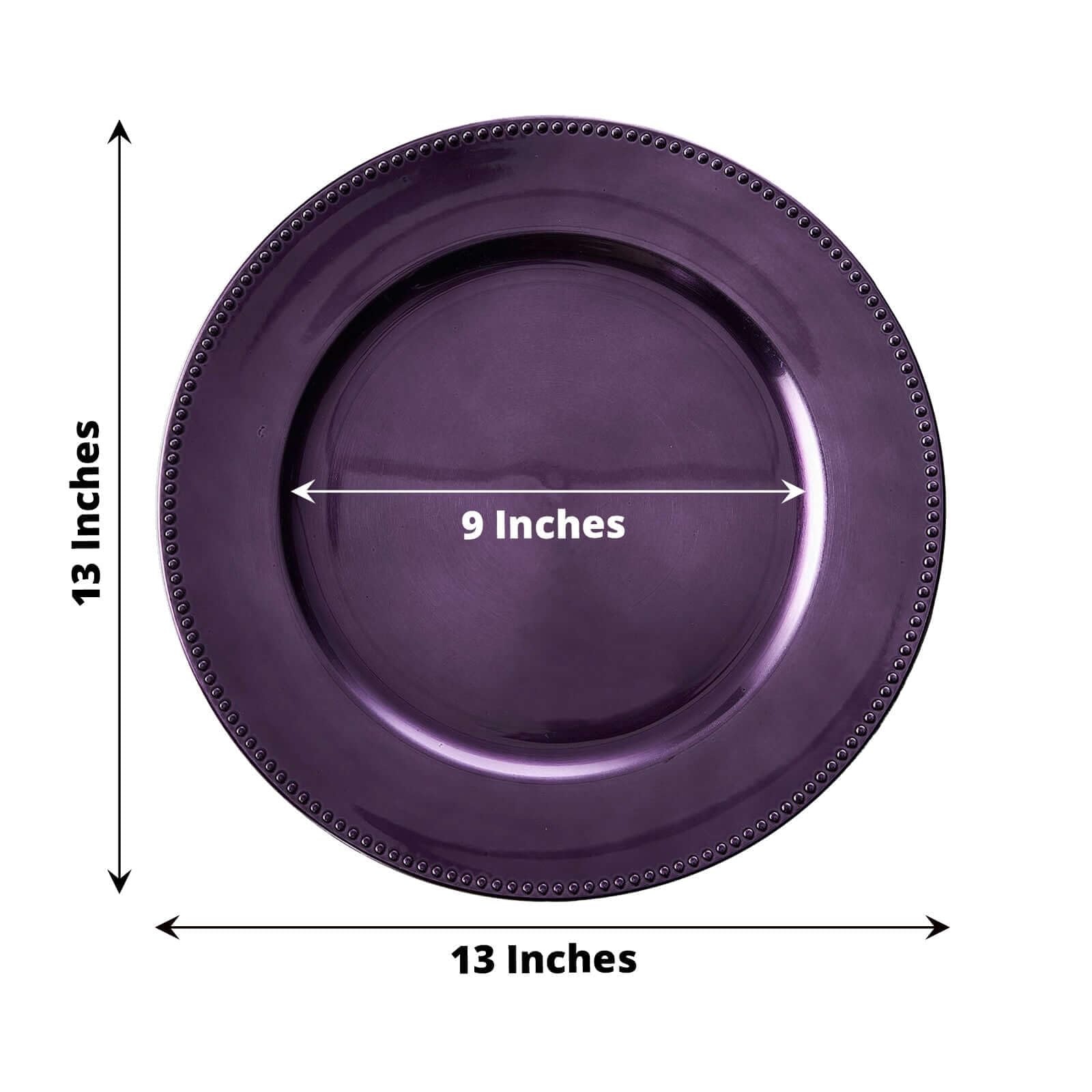 Efavormart 6-Pack 13 Inch Purple Beaded Round Charger Plates - Elegant Table Decor for Weddings, Holidays, Parties & Special Events - Perfect for Dining, Buffets & Centerpiece Displays
