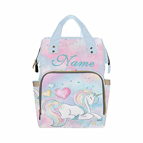 Personalized Diaper Bag Backpack with Unicorn Design - Waterproof Baby Nappy Bag for Travel, Shoulder Casual Daypack - Perfect for Moms, Baby Showers & Parenting Essentials Organization
