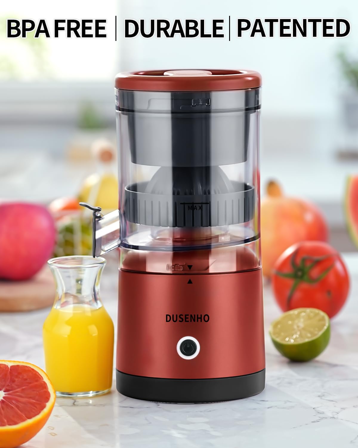 Rechargeable Citrus Juicer - USB Portable Juicer for Orange, Lemon & Grapefruit with Cleaning Brush | Perfect for Travel, Camping & Healthy Home Juicing
