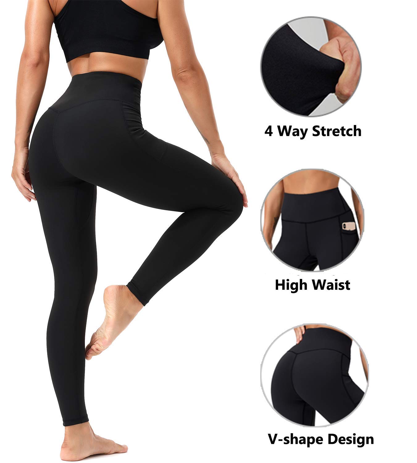 Best High Waisted Workout Leggings for Women - 7/8 Length Soft Yoga Pants with Pockets - Perfect for Gym, Running & Everyday Wear
