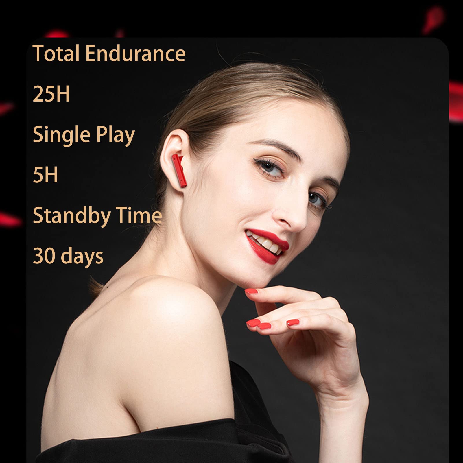 Loluka Lipstick-Shaped Bluetooth Earbuds - HiFi Stereo Sound, IPX7 Waterproof, Wireless Headphones for Android & iOS - Perfect Gift for Women, Birthday Present - Great for Gym, Running & Daily Commute