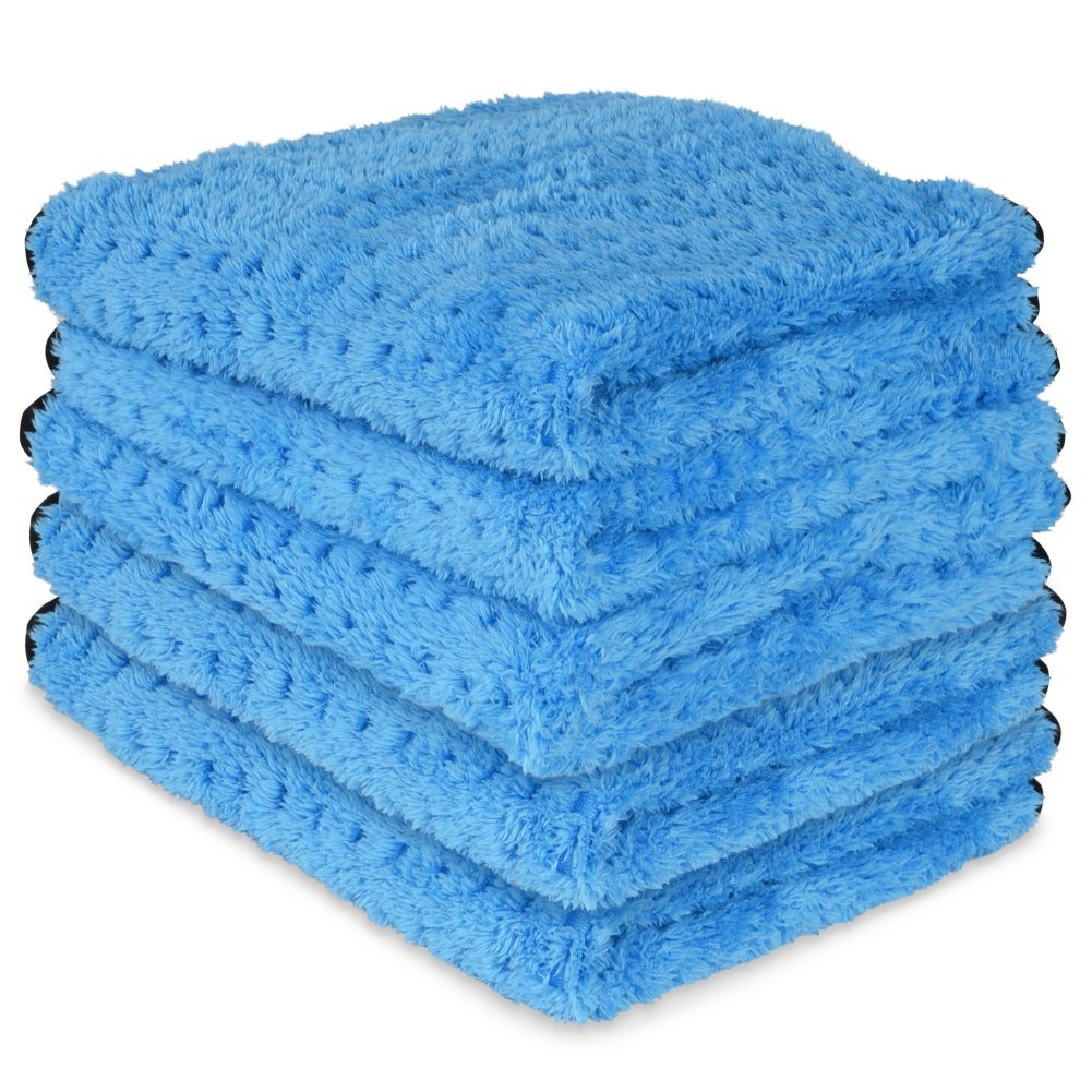 Liquid X Blue Xtreme Plush Waffle Weave Microfiber Detailing Towels - Ultra Absorbent Car Cleaning Cloths (16