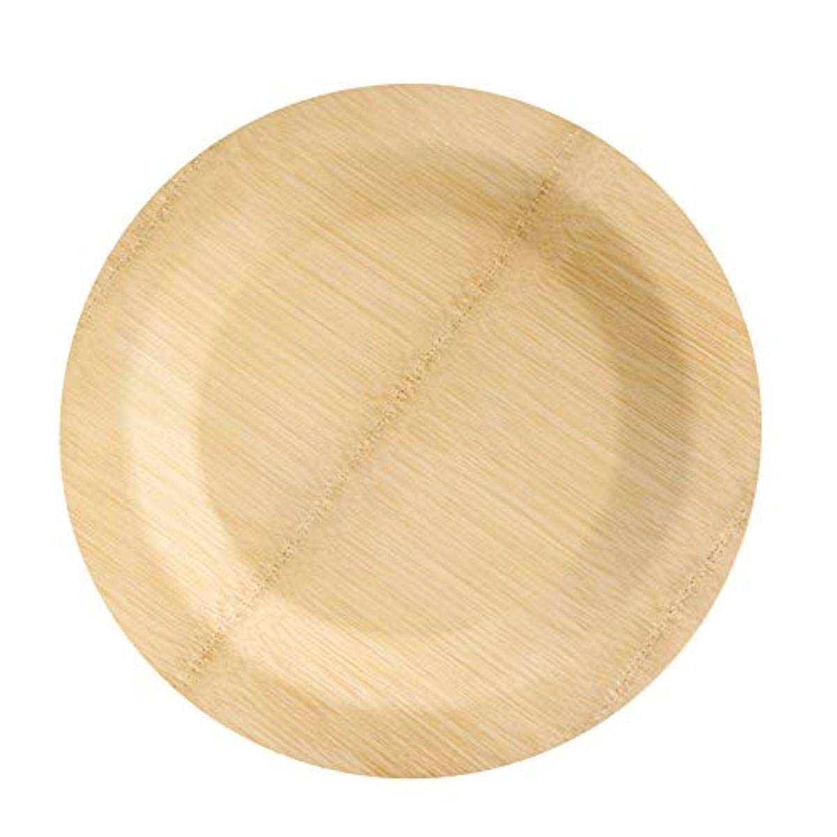 PacknWood 11-Inch Bamboo Veneer Round Plates - 50-Pack Biodegradable & Compostable Disposable Dinner Plates - 100% Natural Eco-Friendly Tableware for Parties, Picnics, and Events