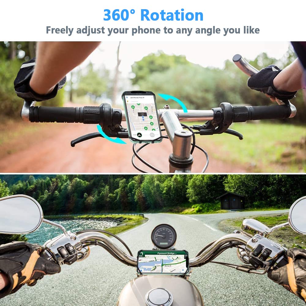 Ellis Kas 2 Pack Universal Motorcycle Phone Mount - 360° Adjustable Bike Phone Holder for iPhone 7/8/X/11/12/Pro/Plus, Samsung Galaxy, Google Pixel, Nubia, LG - Perfect for Cycling, Commuting & Outdoor Adventures