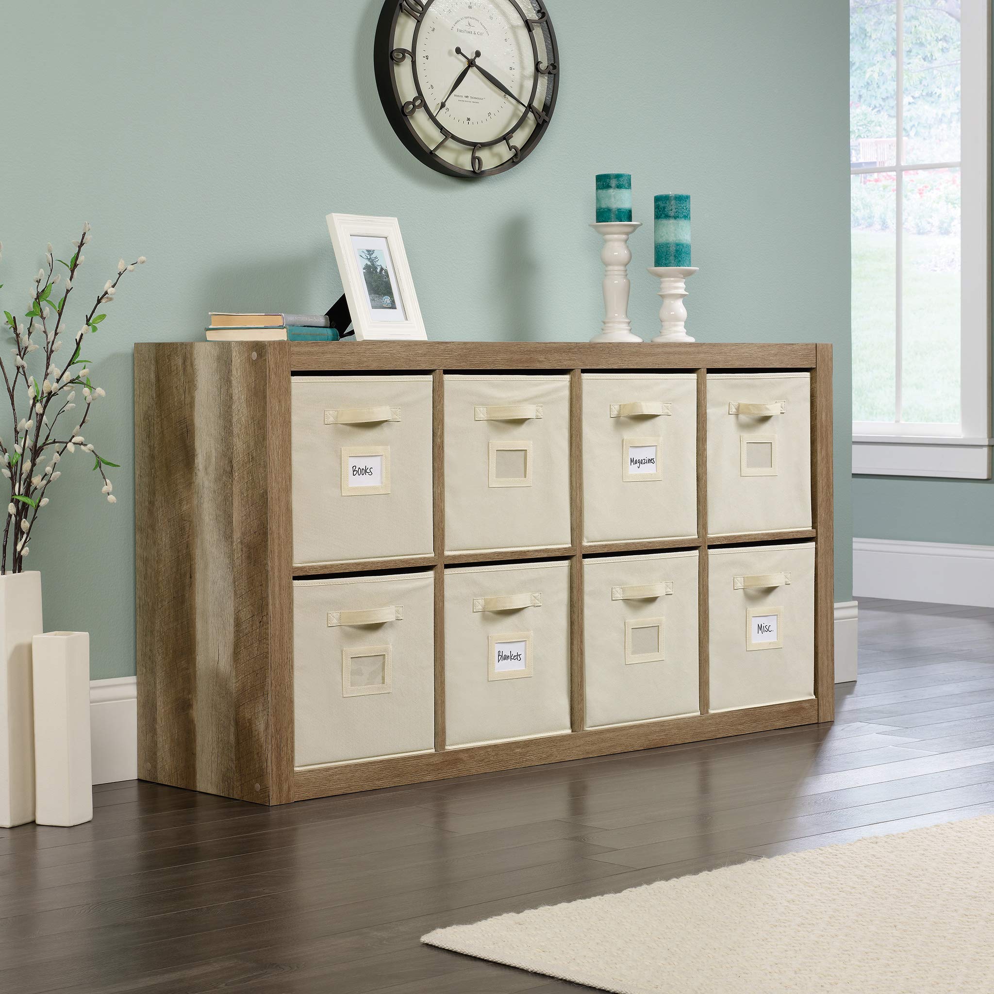 Sauder Stow-Away 8-Cube Organizer - Versatile Storage Shelf for Home & Office - Cube Bookshelf with Lintel Oak Finish - Perfect for Living Room, Bedroom, or Kids Room Organization