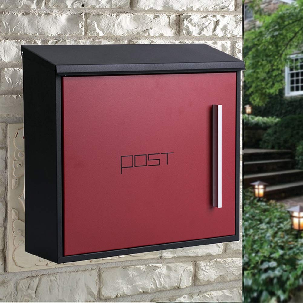 Outdoor Wall Mounted Mailbox with Lock - Wrought Iron Rust-Proof Letter Box in White or Red - Perfect for Home, Office, and Garden Use