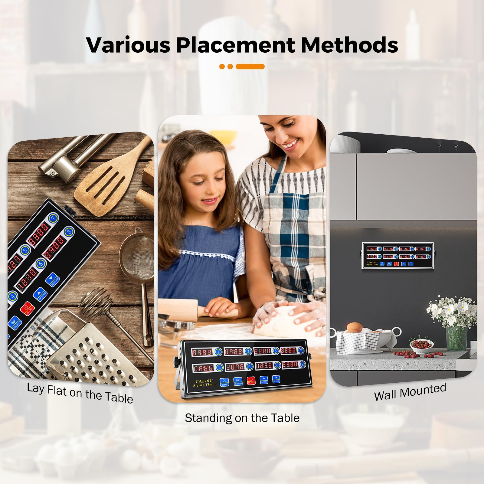 BEAMNOVA 8-Channel Digital Kitchen Timer with Loud Alarm - Stainless Steel Commercial Cooking Timer for Restaurants, Bakeries & Home Use - Adjustable Volume for Cooking, Baking, Frying & Meal Prep