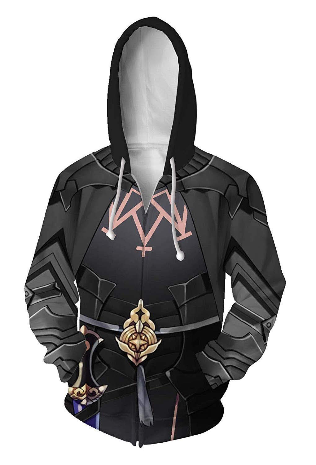 Skymecos Fire Emblem Three Houses Byleth Cosplay Hoodie - Unisex Zip-Up Jacket Sweatshirt for Anime Conventions & Gaming Events
