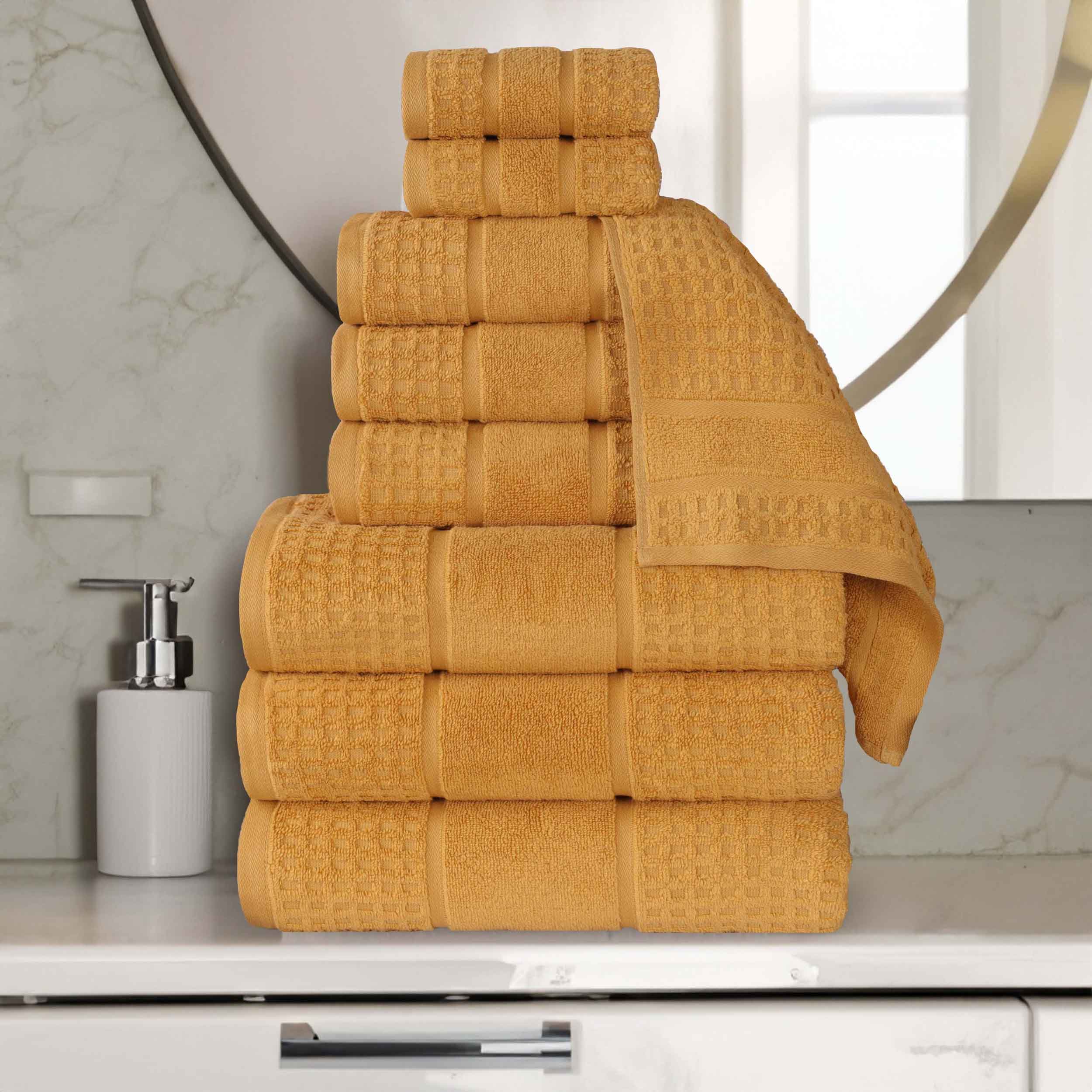 Premium Zero Twist Cotton Waffle Honeycomb Towel Set - 9 Piece Ultra Soft & Absorbent Bath Towels for Spa, Gym & Luxury Home Use