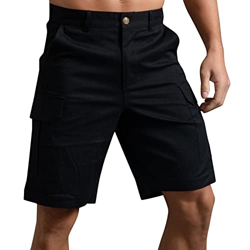 **Men's Summer Solid Color Casual Running Shorts with Drawstring & Multiple Pockets - Lightweight Loose Fit for Sports, Jogging, Gym Workouts & Outdoor Activities**