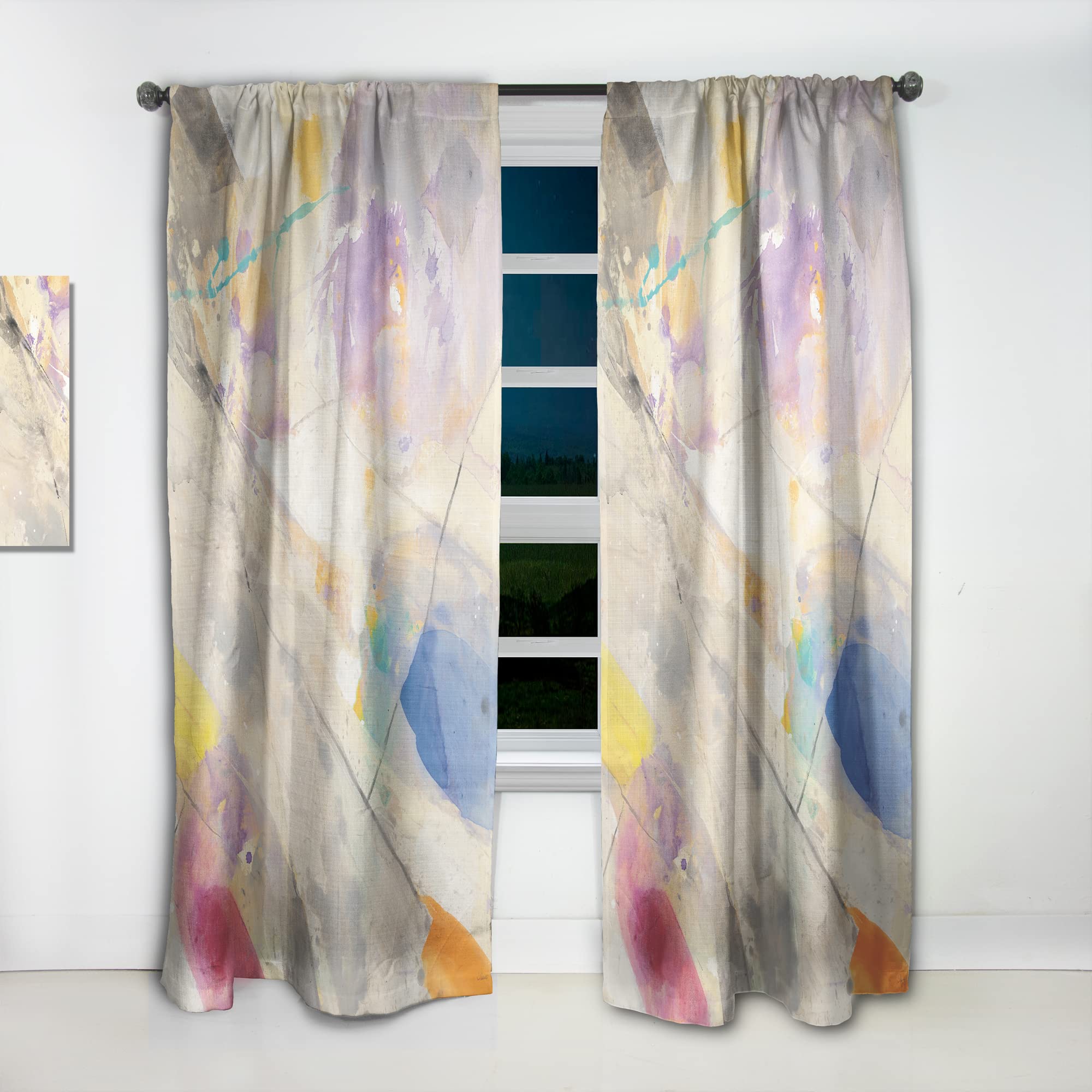 DesignQ Spring Minimalist Confetti I Thermal Insulated Curtains - Single Panel 52x108 - Elegant Window Treatments for Bedroom & Living Room | Perfect for Light Control, Privacy & Home Decor