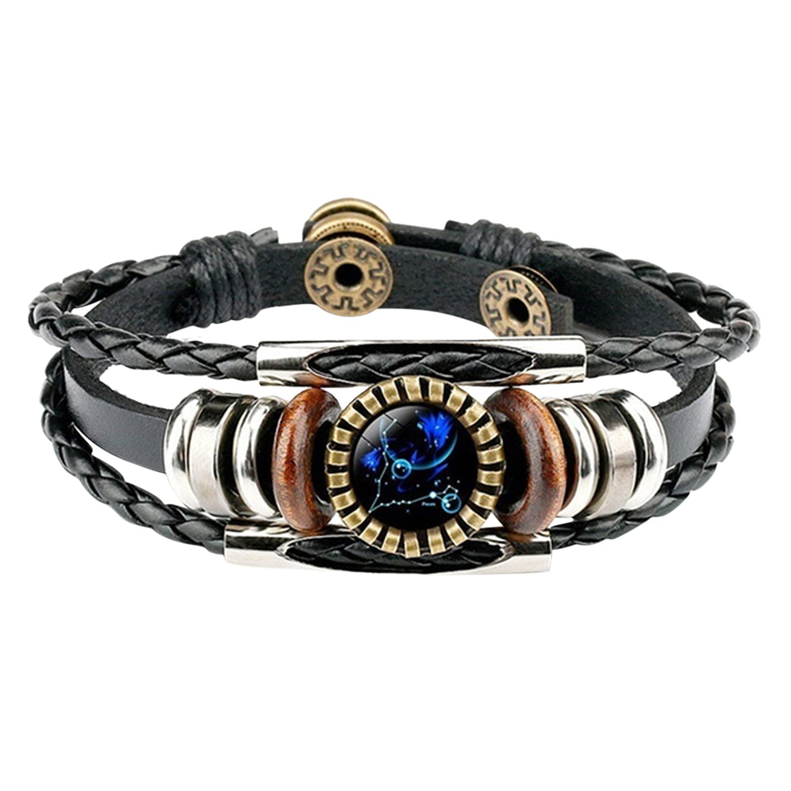 12-Pack Leather Charm Bracelets for Men & Women - Bulk Fashion Jewelry Accessories with Constellation Design (One Size) | Perfect for Gifts, Parties & Everyday Wear