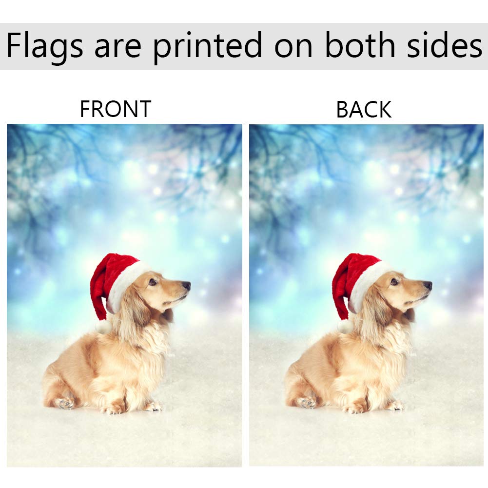 SUABO 28x40 Inch Christmas Garden Flag with Dachshund Dog Design - Outdoor Decorative House Flag for Holiday Yard Decor, Seasonal Patio & Lawn Display
