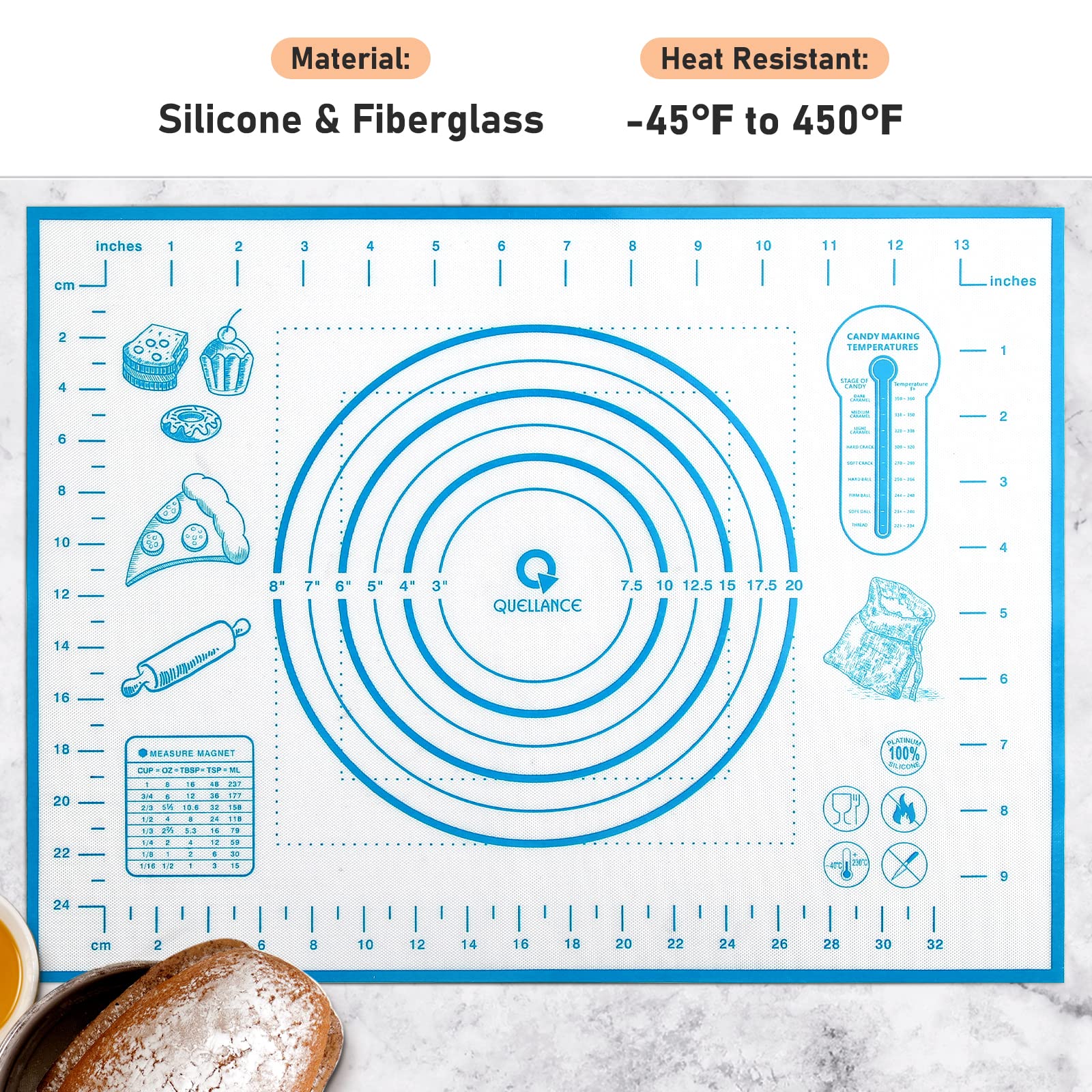 Non-Slip Silicone Baking Mat with Measurement Marks - 12