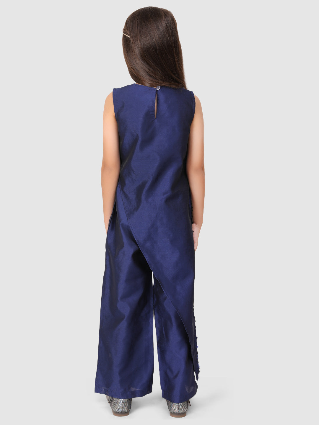 Navy Blue Sequence Top and Pants Set for Women - Elegant Yoga Outfit for Workout, Lounge & Casual Wear