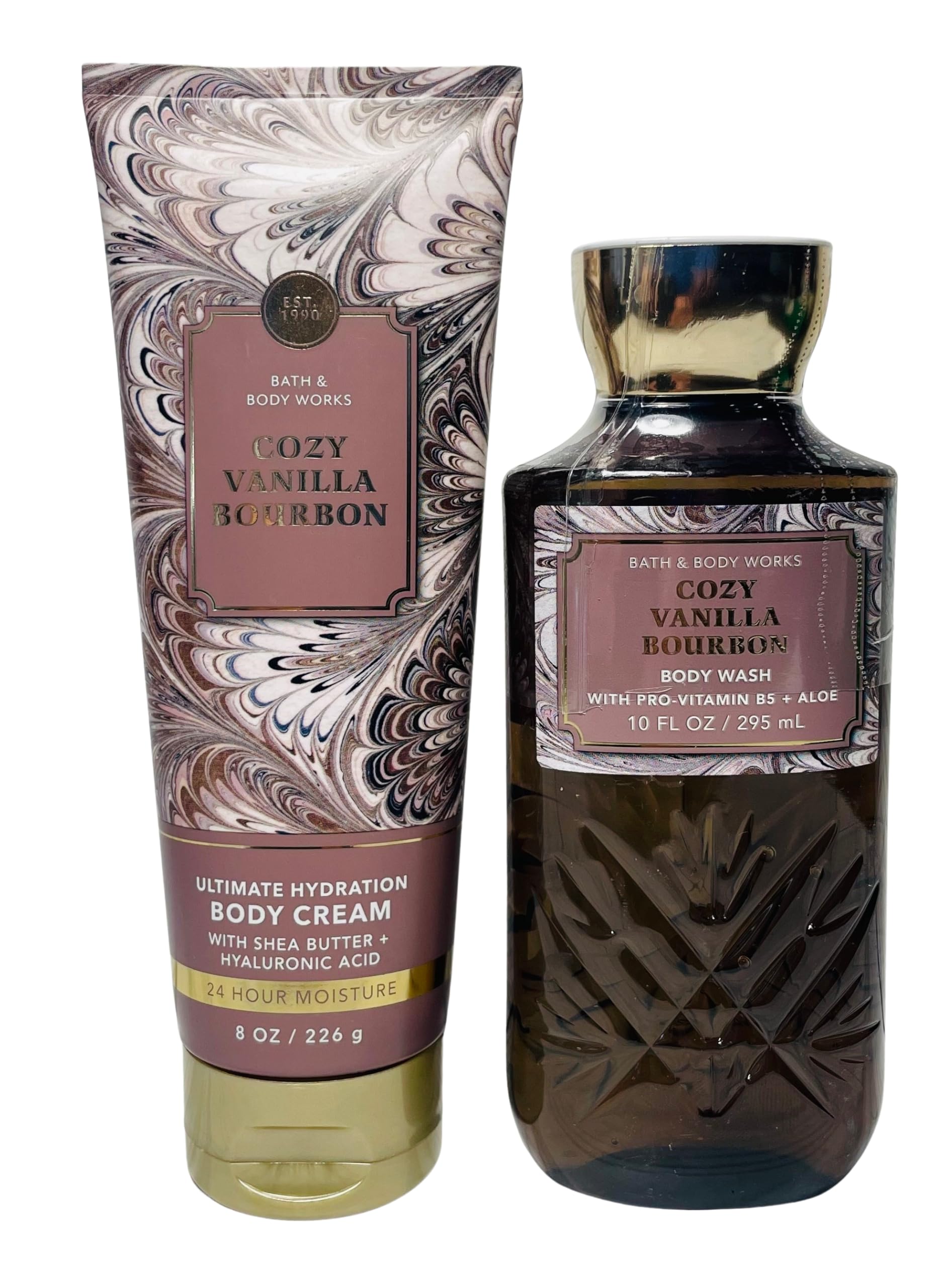 Bath & Body Works Cozy Vanilla Bourbon Ultimate Hydration Body Cream & Body Wash Gift Set - 2 Piece Moisturizing Skincare Duo for Dry Skin, Perfect for Winter Care & Relaxing Bath Time