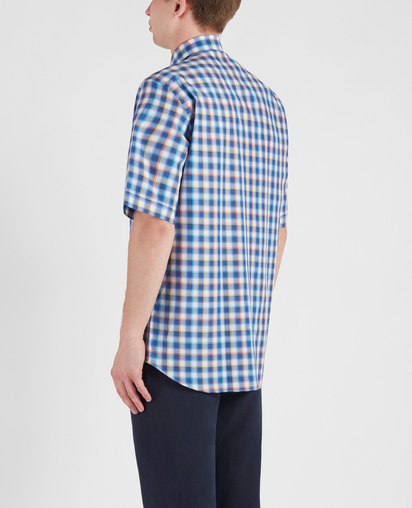 PAUL & SHARK Men's Casual Short Sleeve Checkered Shirt - Stylish Multi-Color Plaid Button Down for Summer, Beach & Outdoor Activities