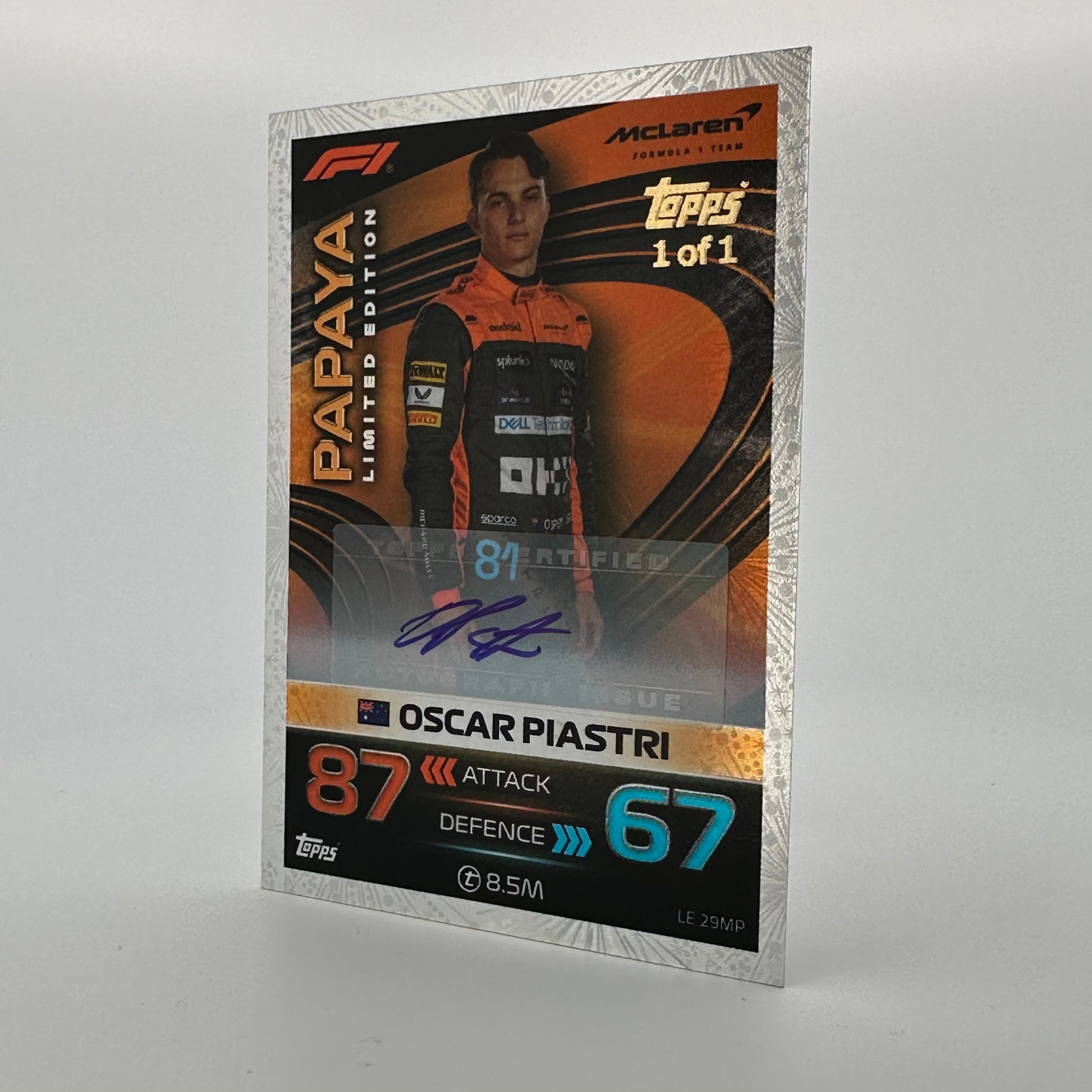 2023 Oscar Piastri #LE29MP Papaya Autographed Rookie Card - GP Exclusive Collectible for F1 Racing Fans & Memorabilia Enthusiasts - Perfect for Display, Trading, and Sports Collections