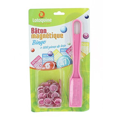 Magnetic Wand + 100 Chips - Bingo & Lotto Game Set (Pink) - Perfect for Family Game Nights, Classroom Activities, and Party Entertainment