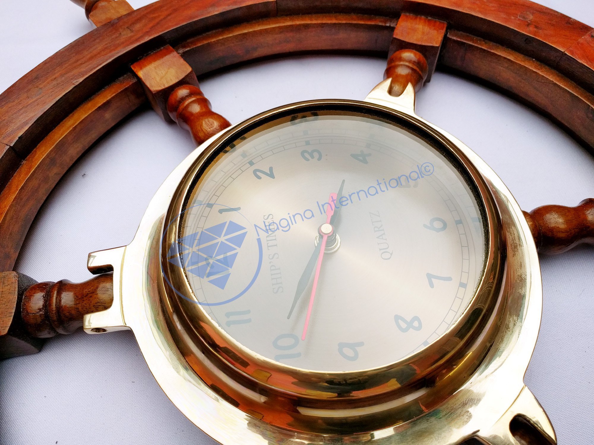 Handcrafted Nautical Ship Wheel Wall Clock with Brass Porthole Design - Perfect for Pirate Themed Nursery, Beach House Decor & Ocean Lover Gifts | Home Office & Living Room Decoration