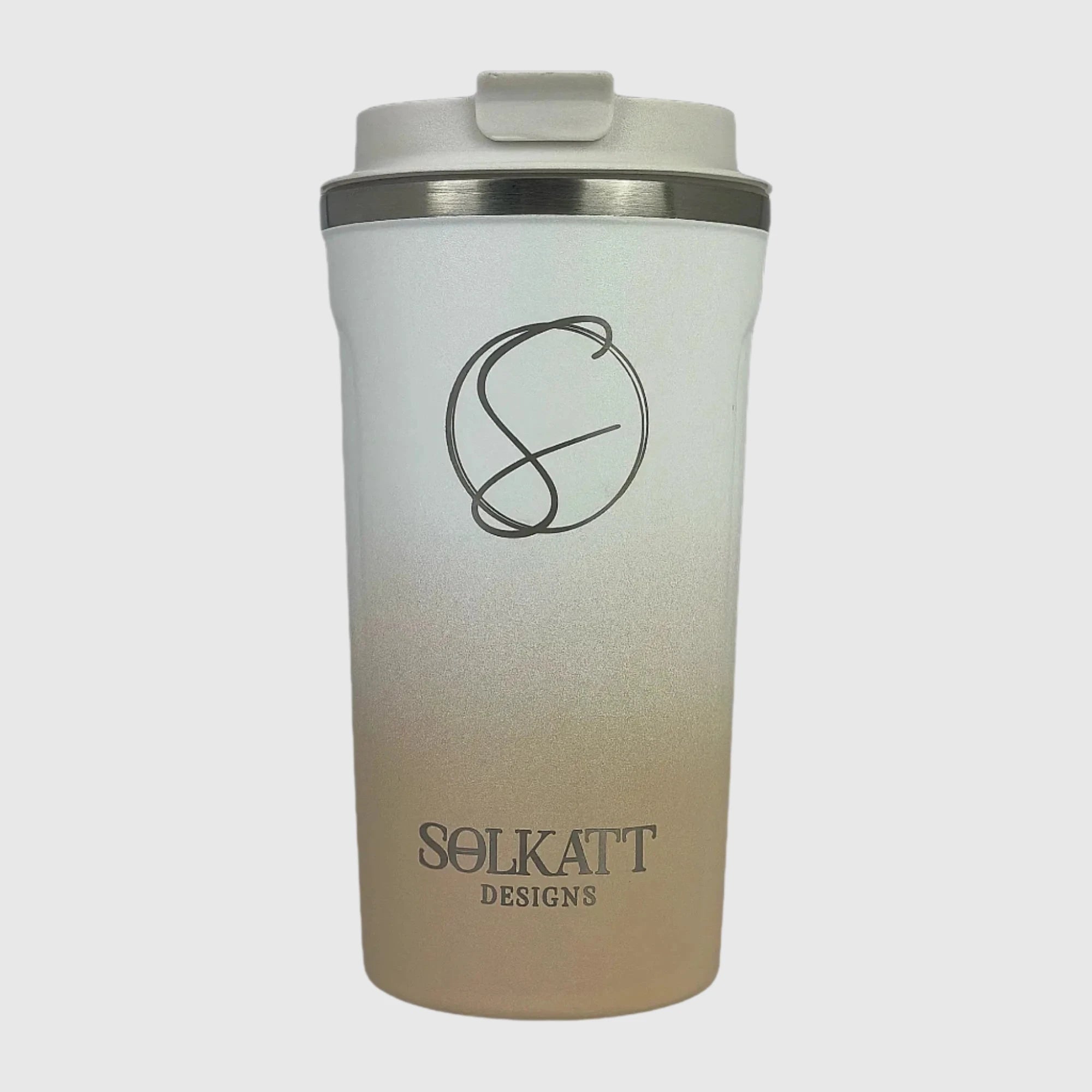 Pastel Beige Insulated Travel Coffee Mug - 500ml Stainless Steel Vacuum Flask for Hot & Cold Drinks - Perfect for Commuting, Camping and Office Use