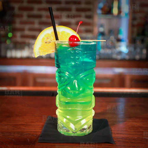 BarConic® 15 oz Tiki Glass - Tropical Themed Cocktail Cups for Pina Colada, Mai Tai & Mojito Drinks - Perfect for Luau Parties, Beach Bars & Summer Entertaining