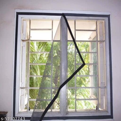 White Pre-Stitched Fiberglass Window Mosquito Net - 5x5 ft Self-Adhesive Hook Tape Insect Screen for Bedroom, Nursery & Patio Doors | Bug Proof Mesh for Windows & Sliding Doors