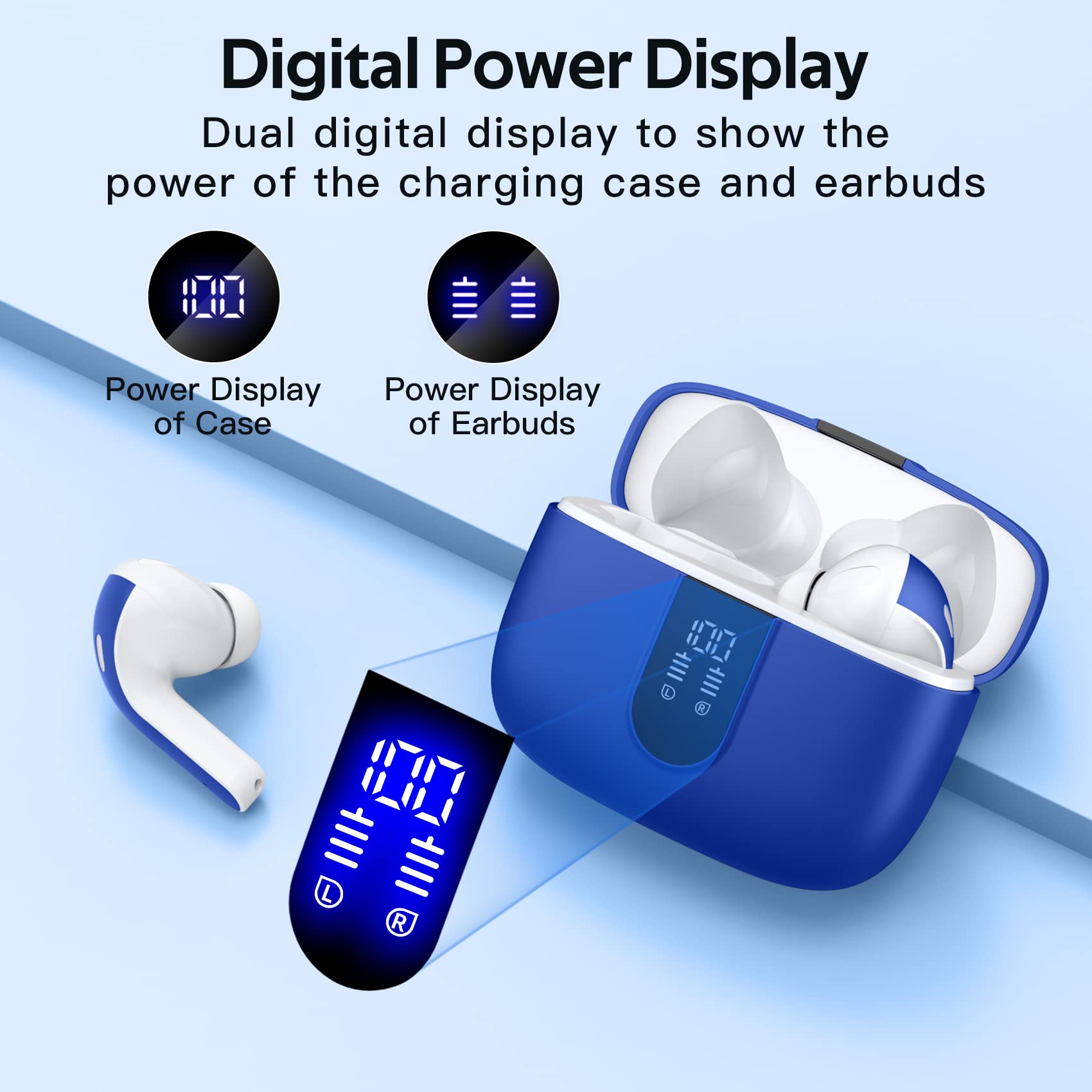 TAGRY 2 Pairs True Wireless Bluetooth Earbuds - X08 Ocean Blue & Phantom Purple, 60H Playtime, Wireless Charging Case, Built-in Mic, IPX5 Waterproof - Perfect for Gym, Running, Workouts & Commuting