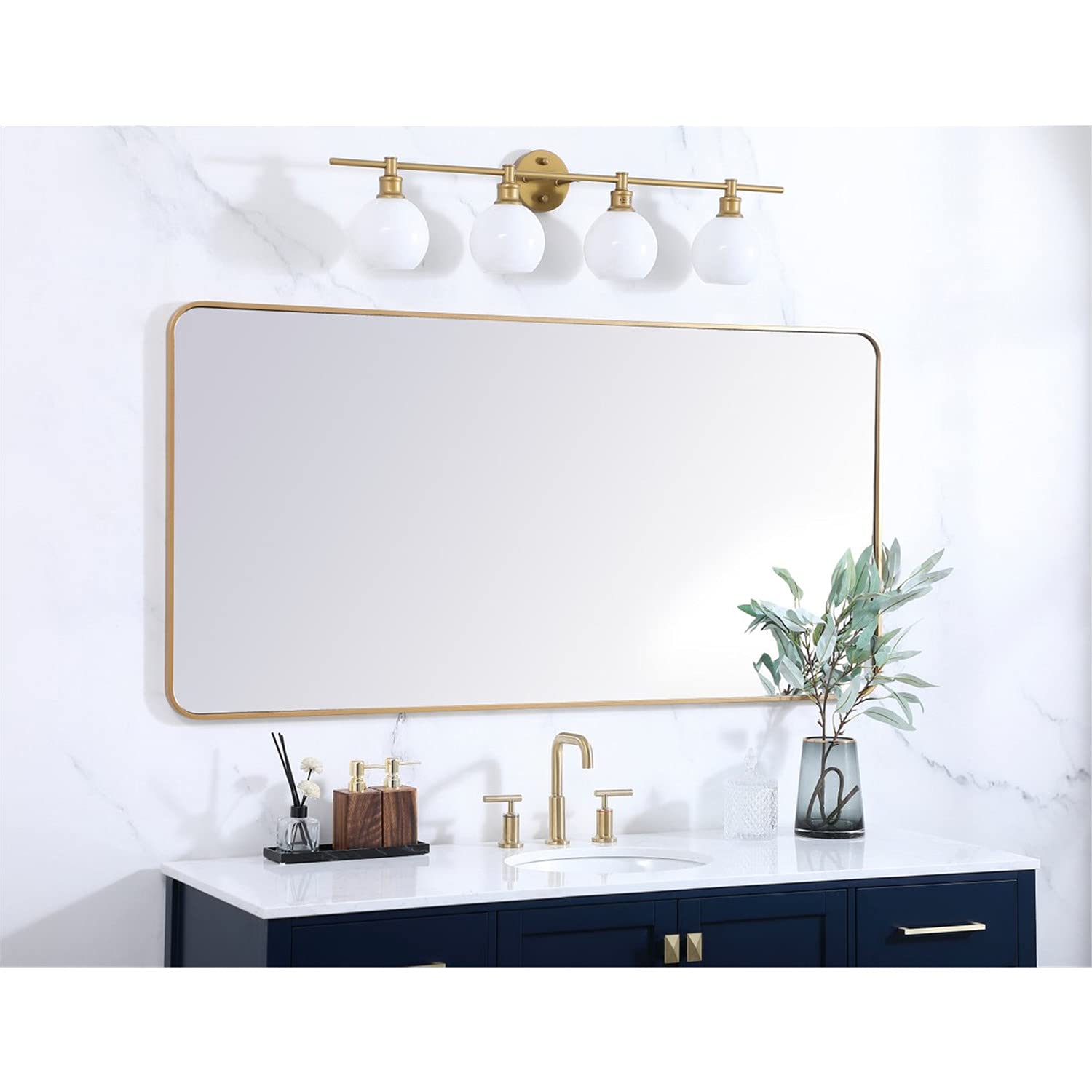 Elegant Brass Rectangular Mirror 30x60 for Home Decor