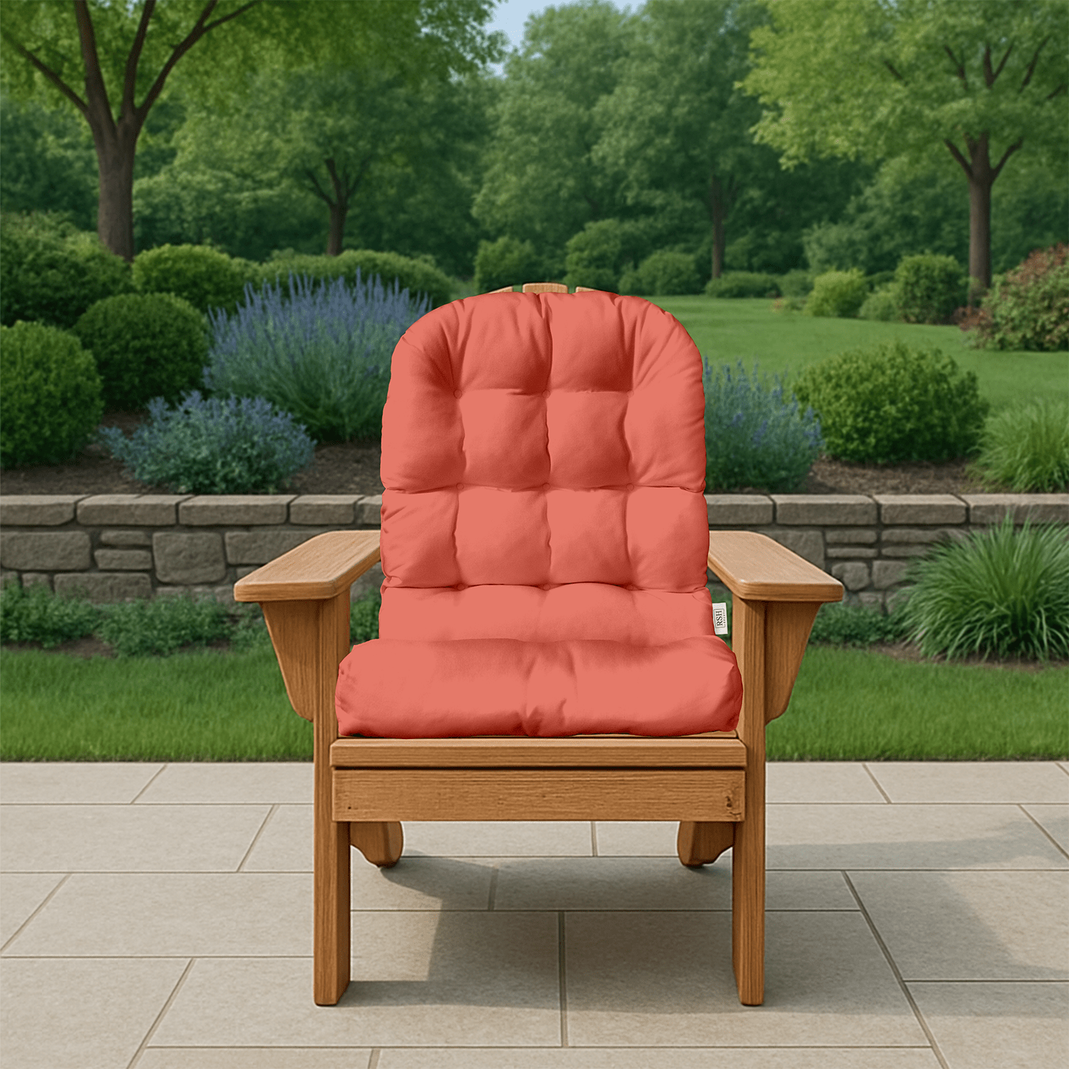 Sunbrella Canvas Oranges Tufted Adirondack Chair Cushion - Waterproof Outdoor Patio Furniture Cushion for Garden, Poolside & Deck - Comfortable Seat Pad for Lounge Chairs