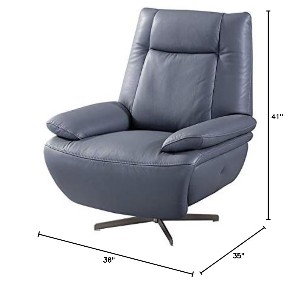 Top Grain Leather Accent Chair in Blue Gray - American Eagle Furniture - Perfect for Living Room, Office & Reading Nook