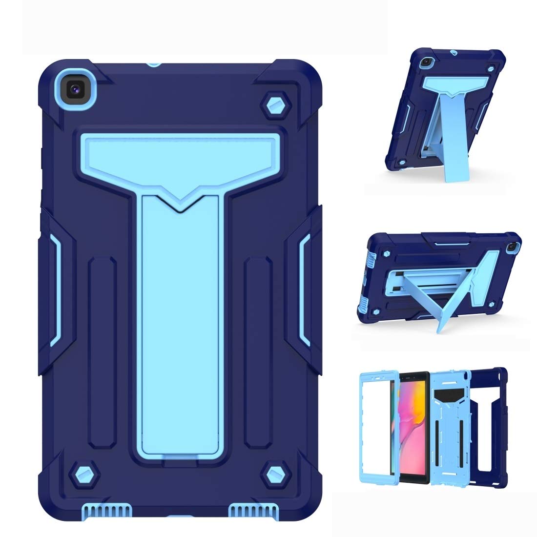 Shockproof PC + Silicone Protective Case for Samsung Galaxy Tab A8.0 (2019) T290 - Navy & Blue Contrast Color, Eco-Friendly Design | Perfect for Travel, Work & School Use