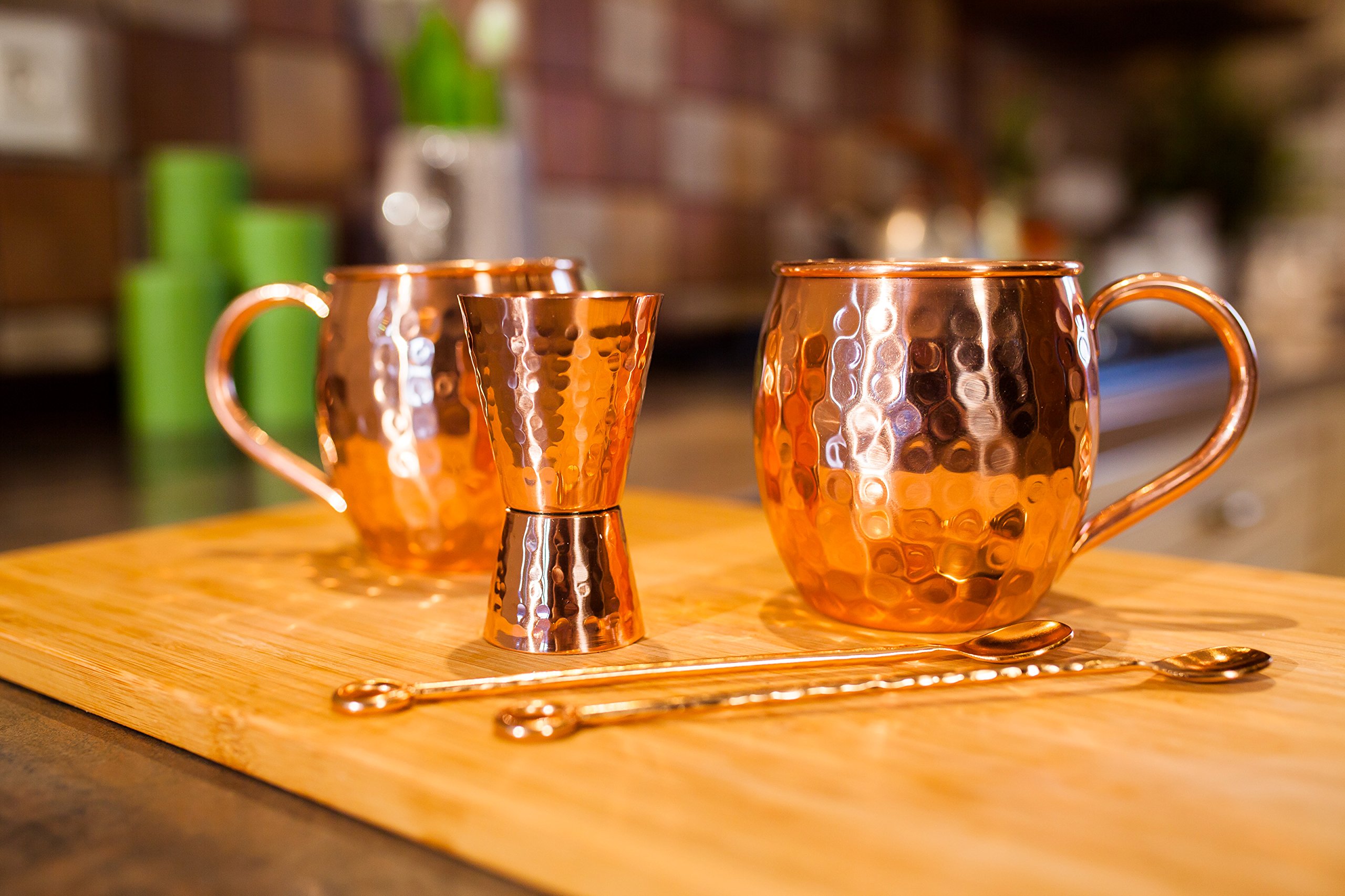 Premium 1oz/2oz Copper Cocktail Jigger - Double-Sided Hammered 22G Copper Measuring Cup for Bartenders - Lacquered Shine & Tarnish-Resistant - Perfect for Moscow Mule, Whiskey Sour & Mixology - Bar Tools & Drink Accessories