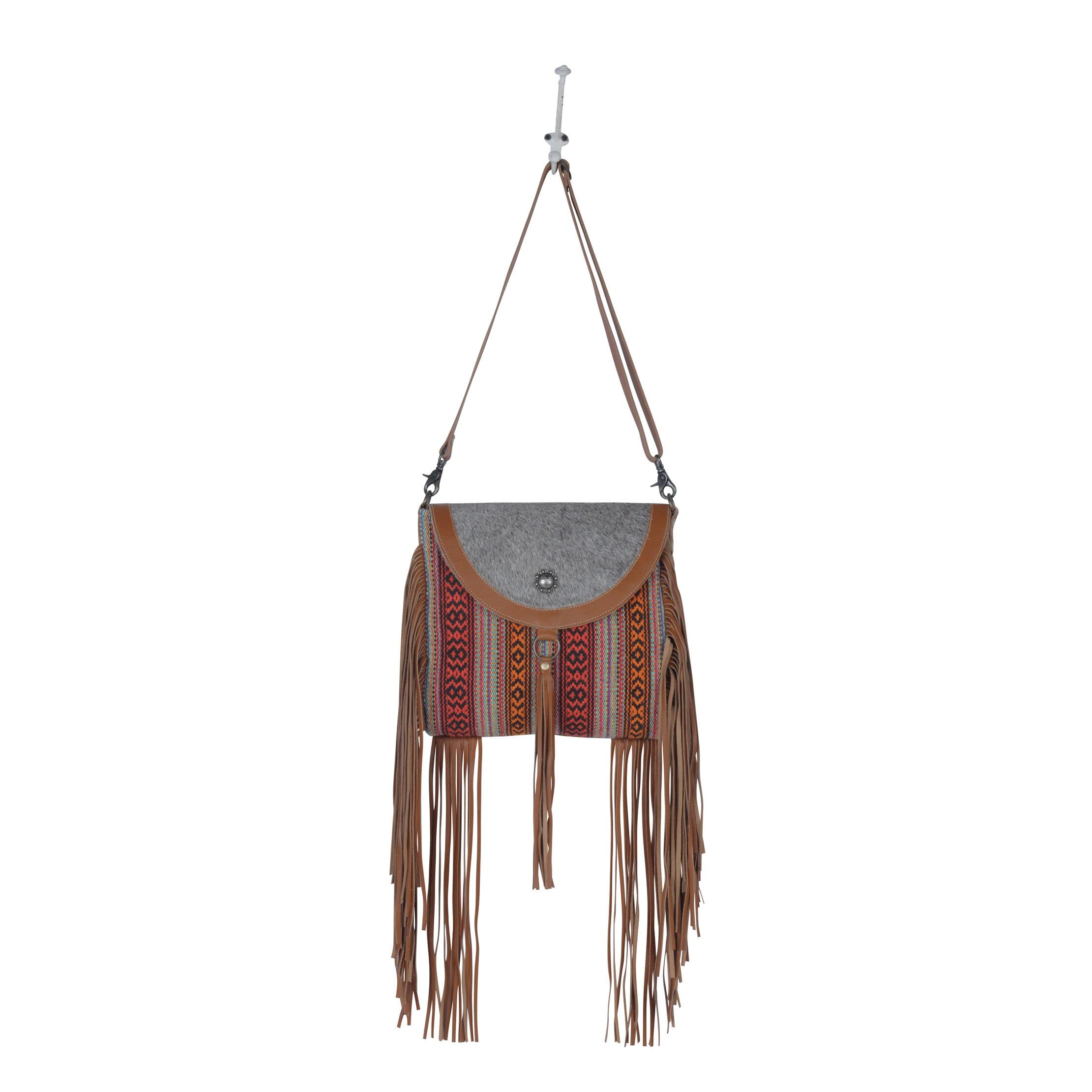 Myra Bag Western Leather Shoulder Bag for Women - Upcycled Canvas Crossbody Purse with Adjustable Strap | Perfect for Casual Outings, Travel & Everyday Use