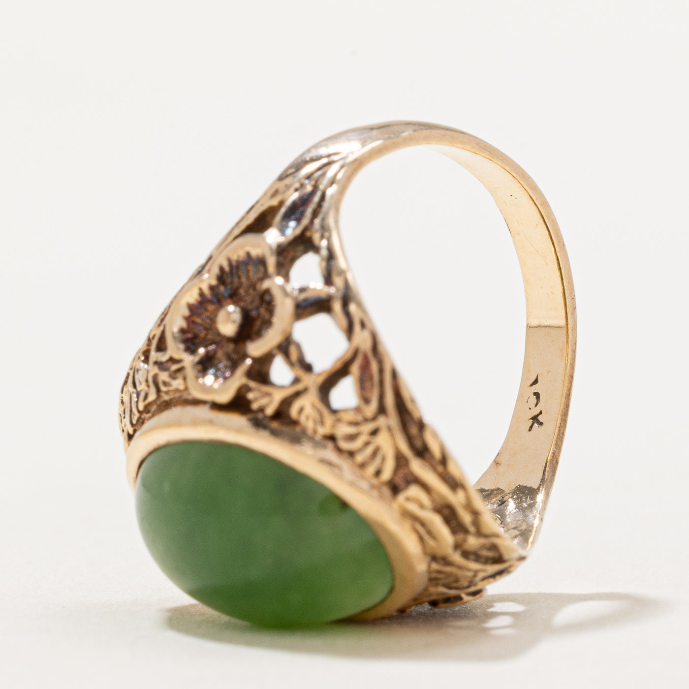 Exquisite 5.40ct Nephrite Jade Floral Cocktail Ring - Size 5.5 | Handcrafted Green Jade Statement Jewelry | Perfect for Evening Parties, Weddings & Special Occasions
