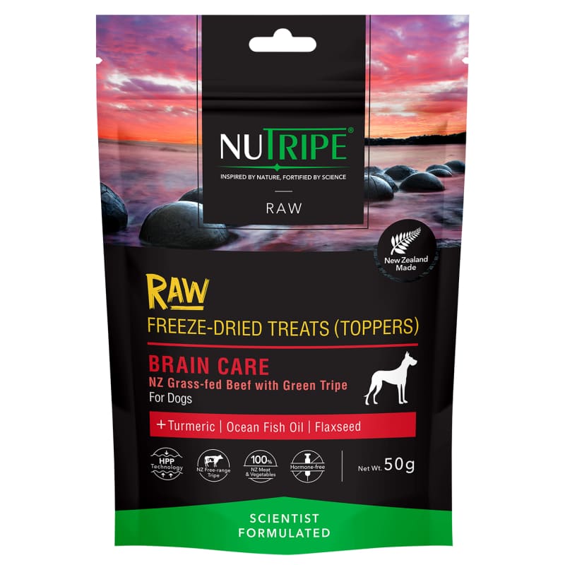 Nutripe NZ Grass Fed Beef Brain Freeze-Dried Raw Dog Treats & Toppers – 50g | High-Protein Training Rewards & Meal Enhancer for Dogs | All-Natural, Grain-Free, Hypoallergenic Snacks for Puppies & Adult Dogs – Perfect for Training, Dental Health & Sensitive Stomachs
