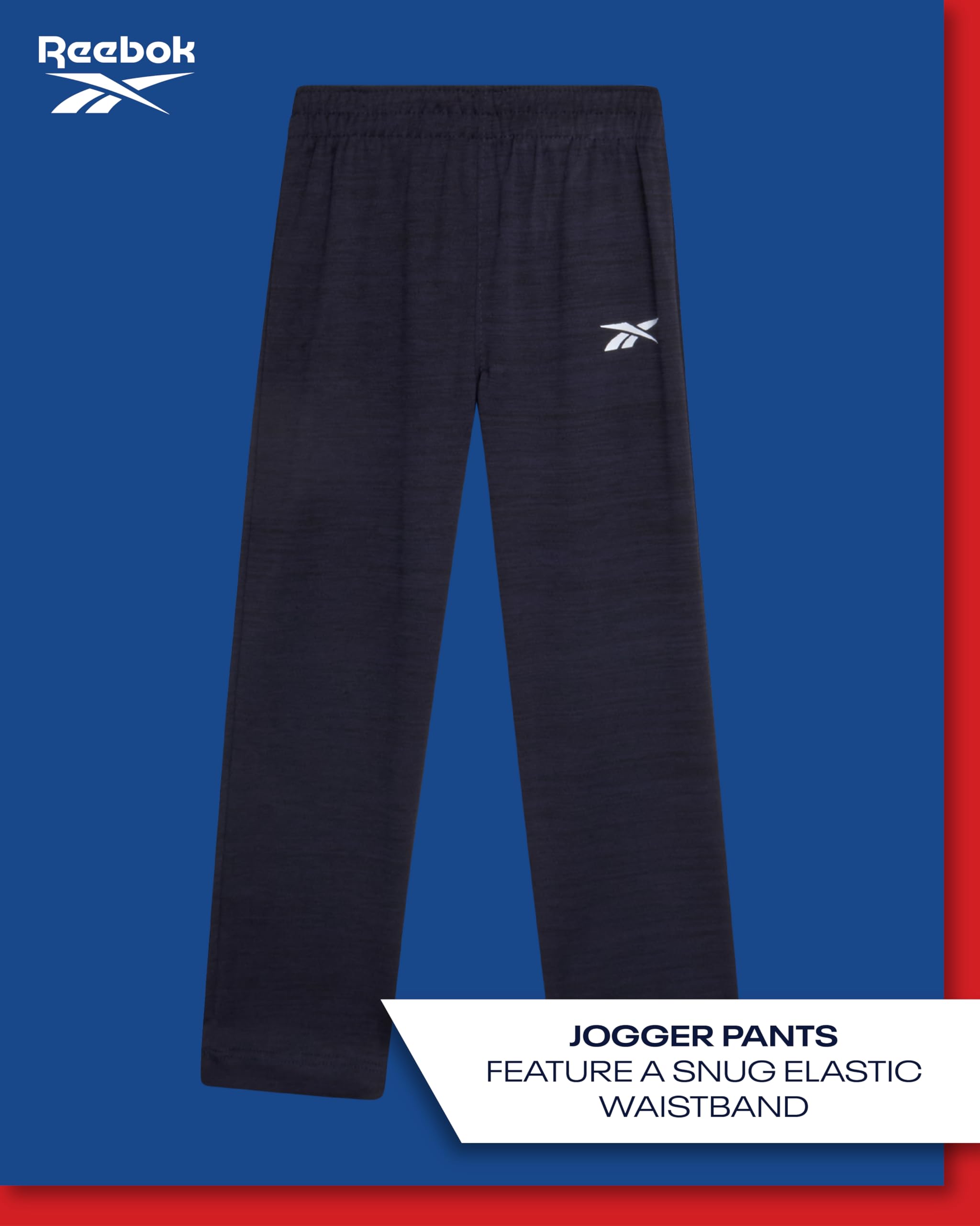 Reebok Baby Boys' 3-Piece Jogger Set - Short Sleeve T-Shirt & Sweatpants Playwear Outfit for Infants & Toddlers | Comfortable Casual Wear for Playdates, Daycare & Outdoor Activities
