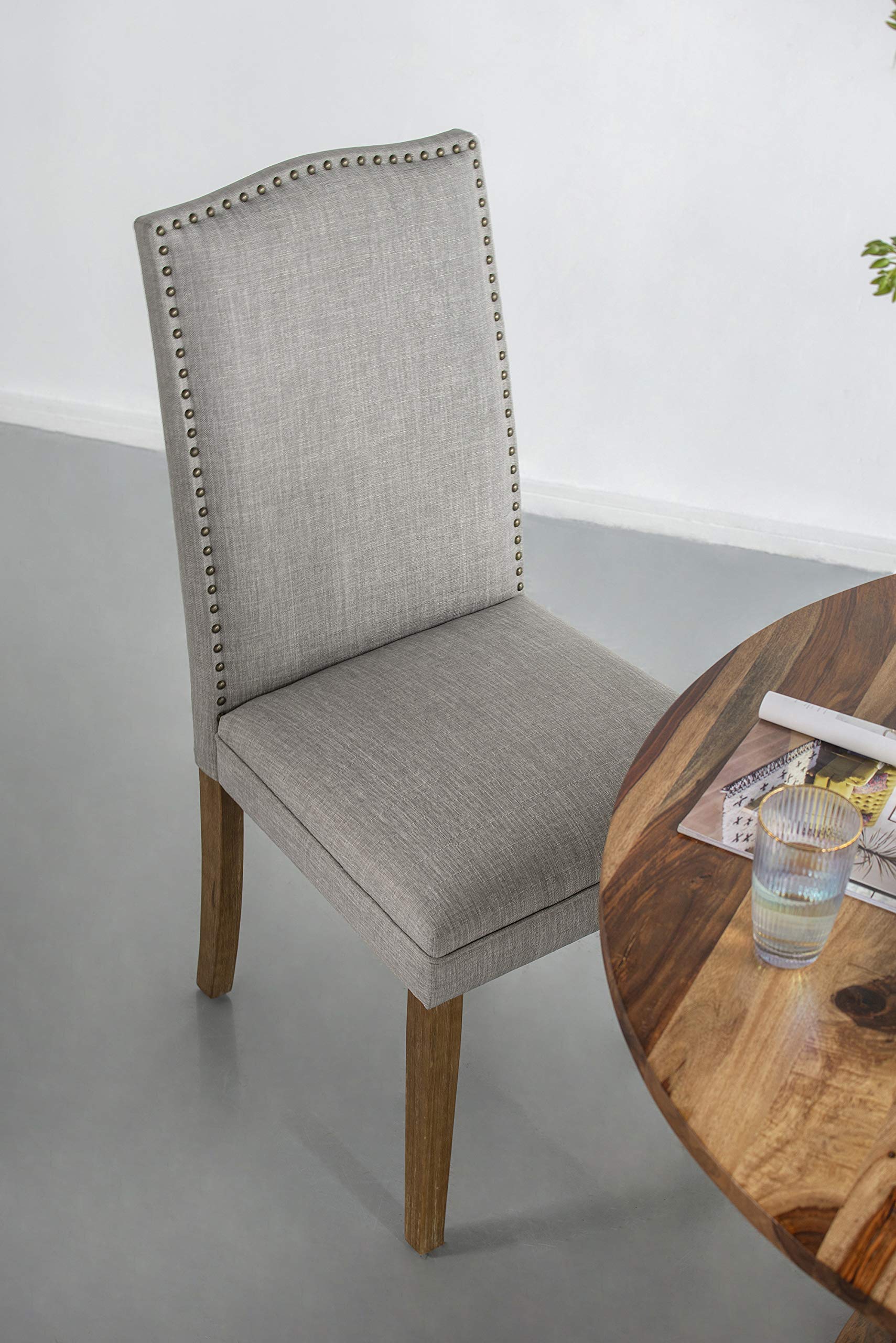 A&B Home Furniture Modern Dining Chairs Set of 2 - Urban Style with Nailhead Trim, Smoky Gray - Perfect for Dining Room, Kitchen, Living Room & Small Space Decor