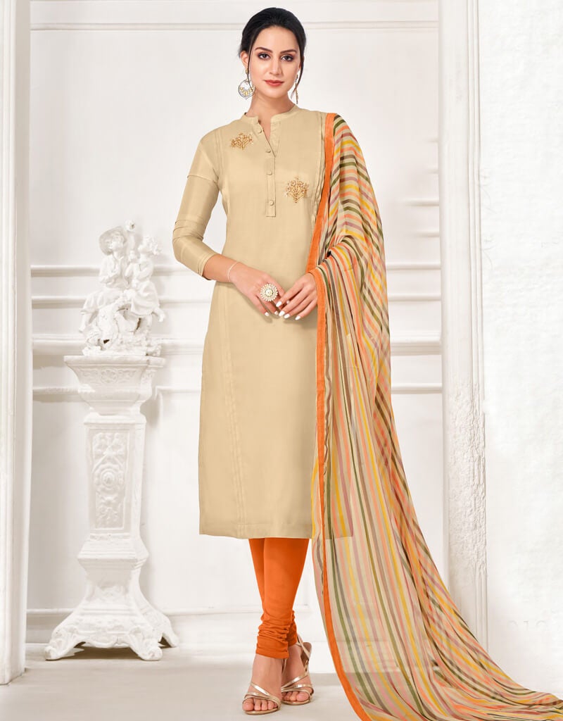 Beige Chanderi Cotton Pant Dress for Women - Comfortable & Stylish Lounge Wear for Home, Travel & Casual Outings