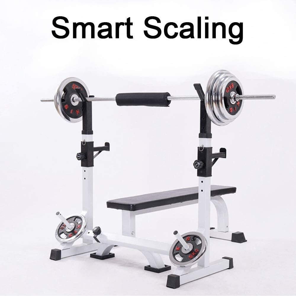 Adjustable Weight Bench for Home Gym - Smart Telescopic Workout Bench with Barbell Rack for Bench Press & Squat Exercises | Perfect for Strength Training, Bodybuilding & Fitness Workouts