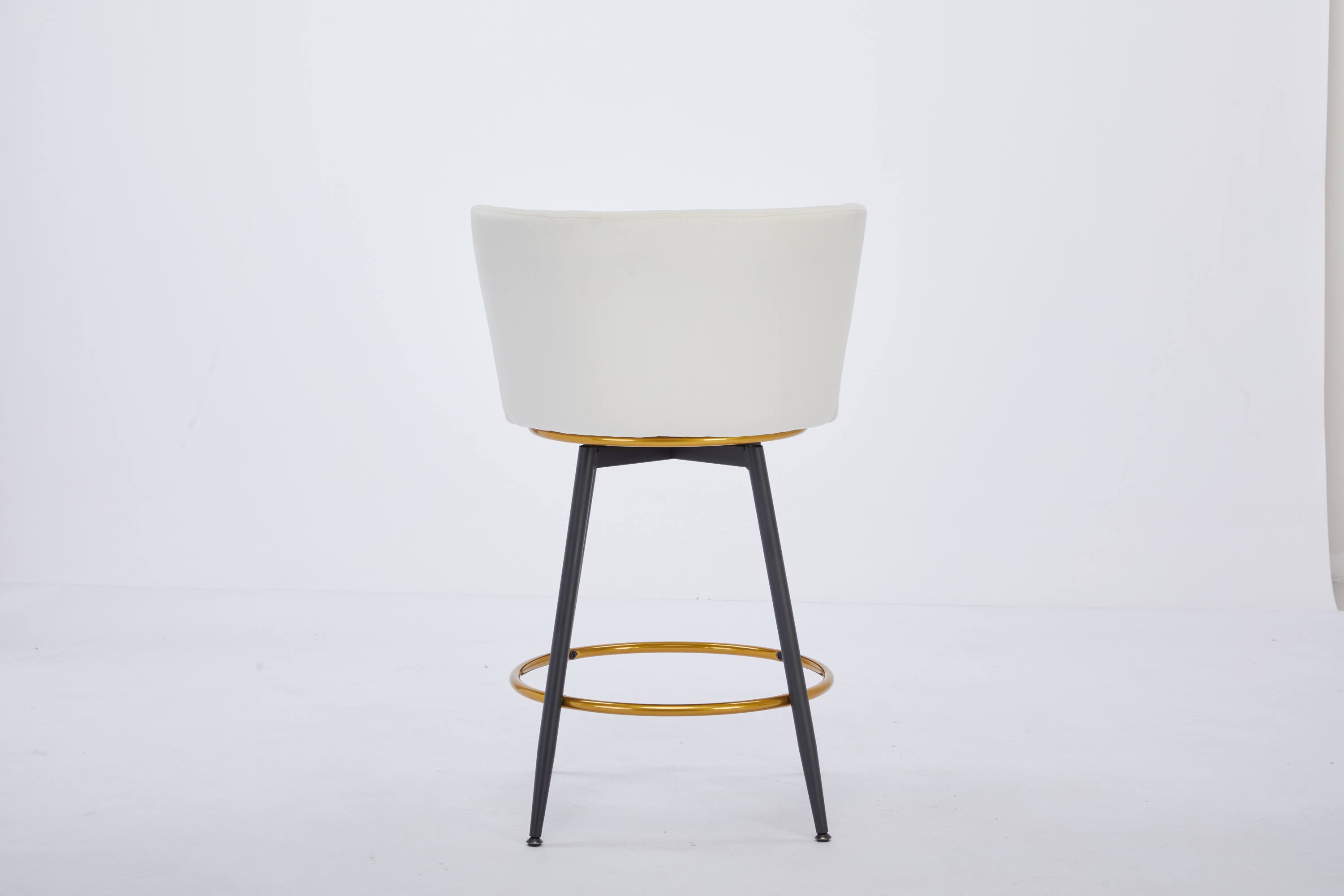 Set of 2 Counter Height Bar Stools - 360° Swivel Upholstered Barstools with Back Support & Sturdy Metal Legs, 26 Inch Seat Height, Soft Velvet Fabric, Gold Footrest - Perfect for Kitchen Islands, Breakfast Bars & Home Bars