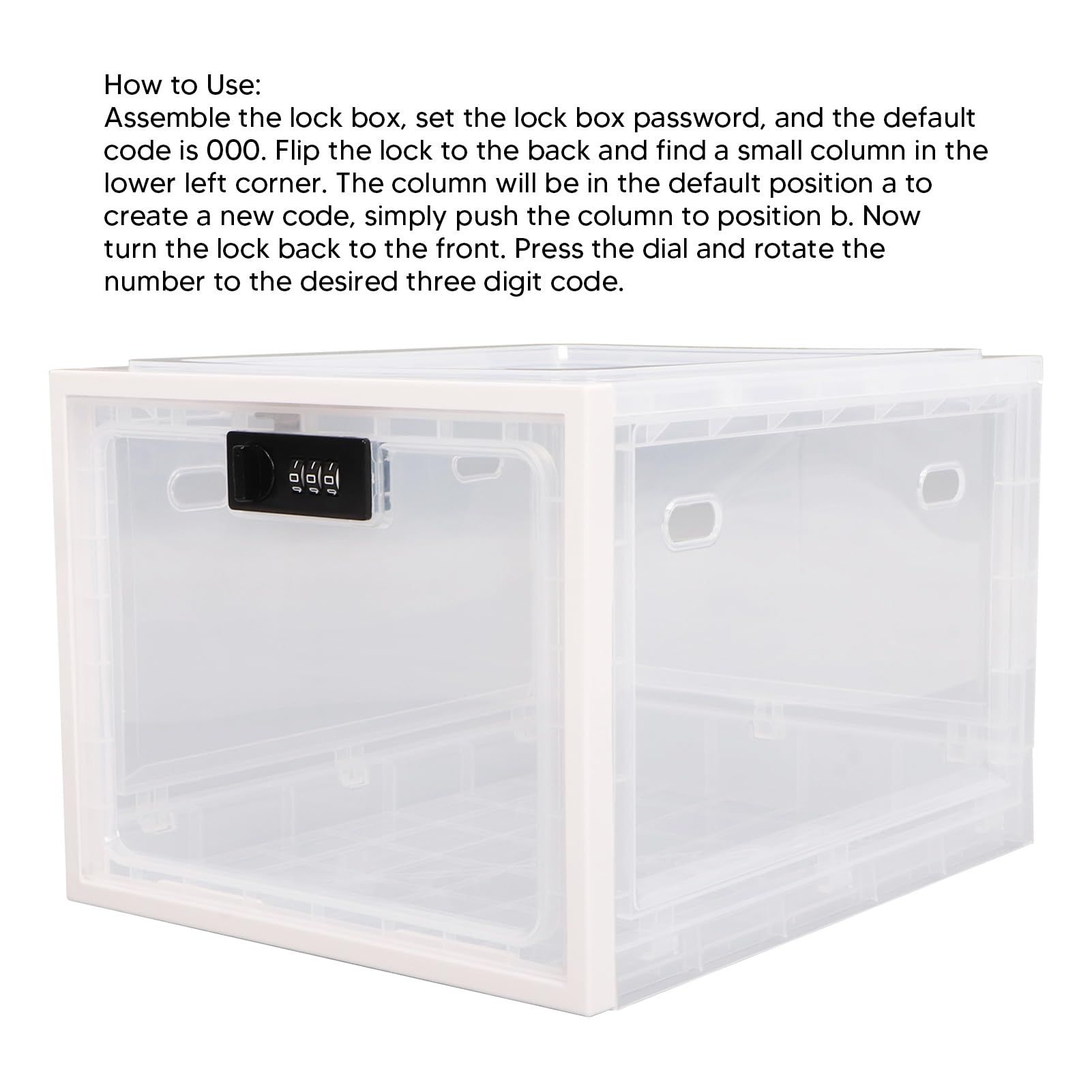 Secure Lockable Storage Box with 3-Digit Combination Lock - Clear Transparent White Food Storage Container for Home, Office & Travel Security | Ideal for Valuables, Documents & Snacks